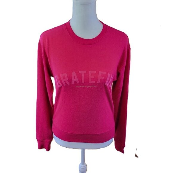 Spiritual Gangster Grateful Savasana Sweatshirt Lightweight Pink Sweater Size XS - Picture 1 of 15